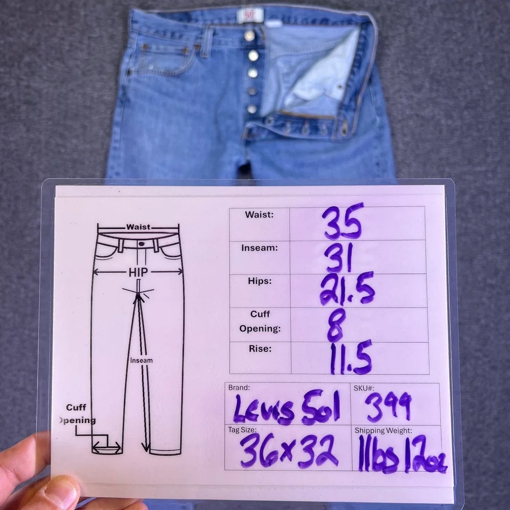Levis 501‎ Original Jeans Mens 36x32 Blue Straight Leg Casual Casual Button Fly